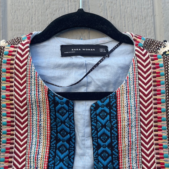 Zara Embroidered Jacquard Coat Jacket Festival - Picture 8 of 16